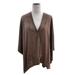 Soft Surroundings Faux Suede Snap Front Poncho One Size Shawl Western Cowgirl